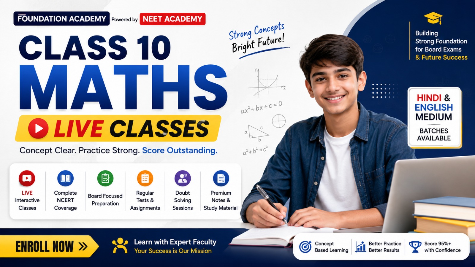 Class 10 Maths Live Classes - Hindi & English Medium